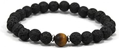YONKU Hand_Crafted AAA++ Rare Quality Beaded Bracelet - Tigers Eye Bracelet - Healing Bracelet - Stretch Bracelet - Lava Rock Bracelet- Bracelet for Him - Boyfriend Gift 8mm YO-BRACE-11155