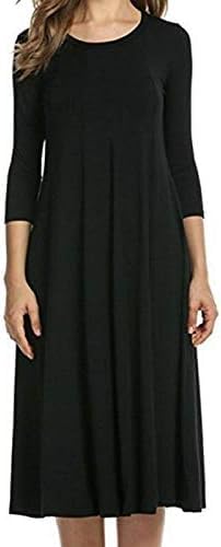WOMENS LADIES PLAIN JERSEY SWING DRESS CASUAL LONG SLEEVE MIDI DRESSES SKATER