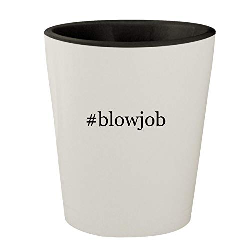 #blowjob - White Outer & Black Inner Hashtag Ceramic 1.5oz Shot Glass
