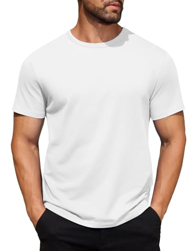 COOFANDY Men's Cotton T-Shirt Short Sleeve Crew Neck Tee Shirts Casual Solid Basic Tops