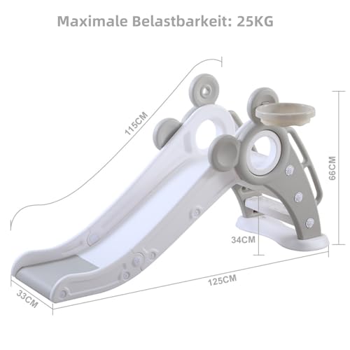 Faltbare Rutsche für Innen und Außen, ab 1 Jahr, Kinderrutsche für den Garten, Geschenk für Kinder, Geburtstagsgeschenk Grau