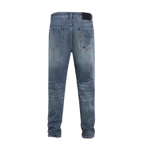 Men's Regular Fit Comfortable Haze Blue Retro Cat Whisker Elastic Casual Straight Leg Jeans Easy Classic2