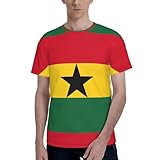 Camiseta de ajuste moderno con la bandera de Ghana para hombre, cómoda, cuello redondo, manga corta, casual, ropa de viaje suave, Negro, M