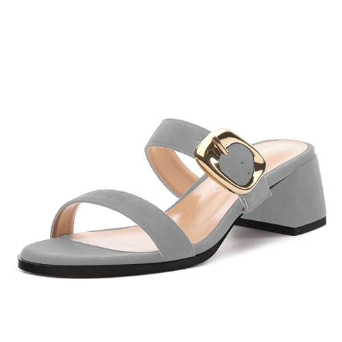 Women's Sandals, Open Round Toe Low Heels, Buckle Fashion Heeled Sandal for Wedding Daily Dress Party