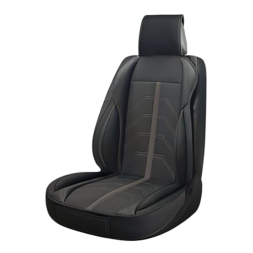 S SUMEX Respaldo de Asiento para Coche Modelo Potenza Color Negro y Gris Funda Deportiva Universal Impermeable de Piel Sintetica