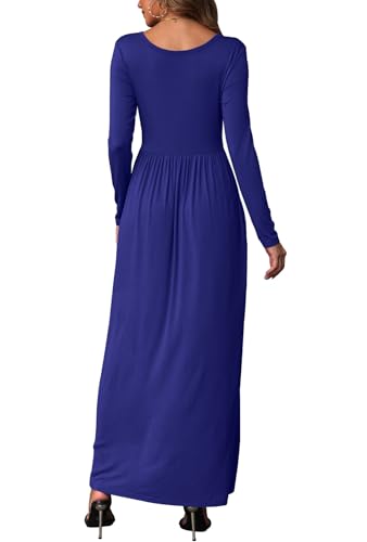 Image of EUOVMY Women's Long Sleeve Loose Maxi Dresses Casual Long Dresses with Pockets
