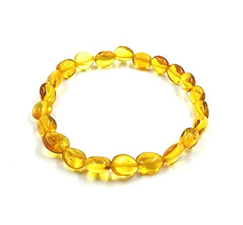  Bracciale in ambra naturale del Baltico - perle d\'ambra lucidate - Gioielli in ambra per adulti 19 cm