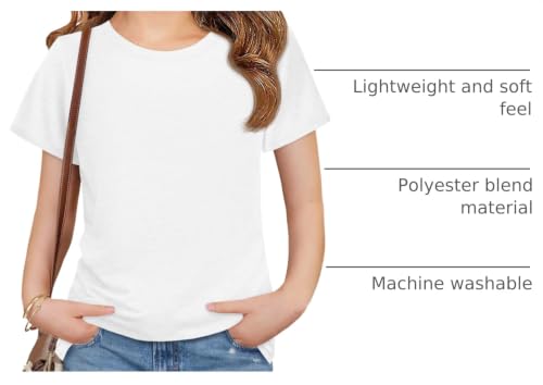 Image of Imily Bela Girls Summer Crewneck T Shirts 5-14 Years | Kids, Casual, Short Sleeve, Loose Basic Tee Tops, Versatile Everyday Wear, Sports, school, party & outdoor activities