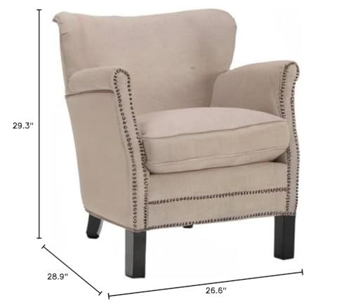 Sillón Beige Tela Lino Moderno miniatura 3