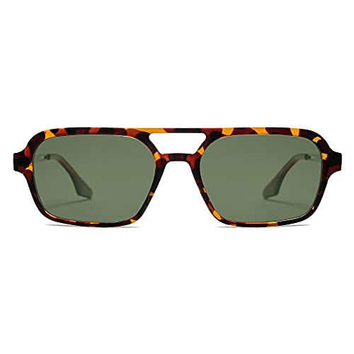 Image of SOJOS Vintage Polarized Aviator Sunglasses for Women Men 70s Retro Flat Narrow Rectangular Womens Glasses SJ2186