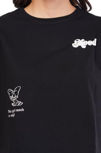 Image of ASTRAPE & BRONTE Oversized Printed Ladies T-Shirt - Virgin Cotton, Puff Print, Casual Wear - Comfortable, Trendy Graphic T Shirt