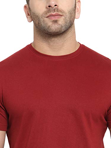 Image of Scott International Biowash T-Shirts for Men's & Boys- Round Neck, Half Sleeves, Cotton, Regular Fit, Stylish, Branded Solid Plain Tshirt for Men- Ultra Soft, Comfortable, Lightweight T-Shirt Maroon
