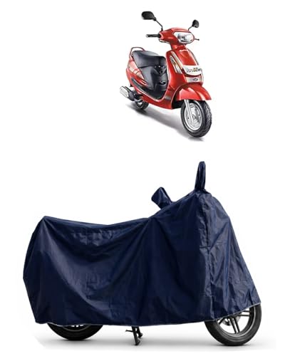 Image of Shield Heavy Duty Scooty Cover for Mahindra Duro | All-Season, Tear-Proof Fabric | with Side Mirror Pocket & Buckle Belt | Mahindra Duro Scooty Cover (Blue)
