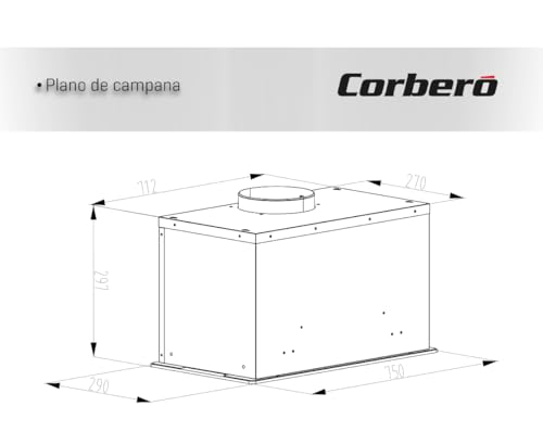 Campana extractora Corberó MAURICIO7575B de cristal negro 3