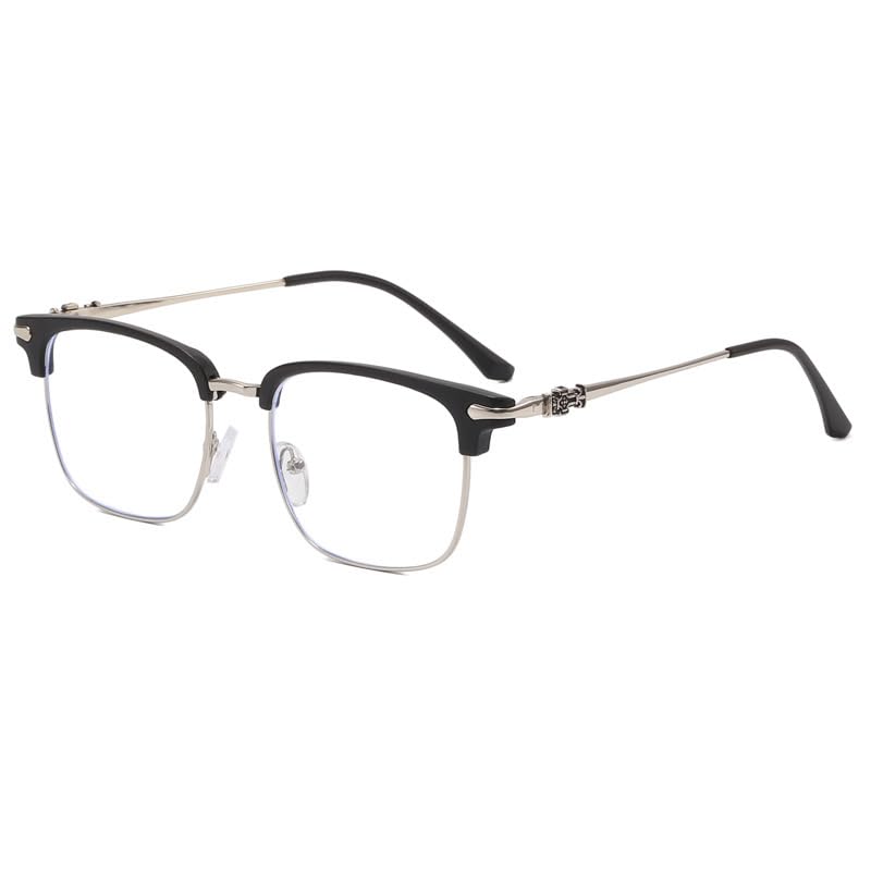 Image of Blue Light Blocking Glasses for Men Anti-Fatigue Computer Monitor Gaming Glasses Prevent Headaches Glasses, Rectangle Silver /Black