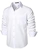 PARKLEES Men's Regular Fit Dress Shirt Solid Wrinkle-Free Long Sleeve Casual Business Button Up Shirts with Pocket PZSSCL05-White XXL #1
