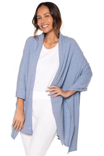 Coolibar UPF 50+ Women's Sanibel Everyday Beach Shawl - Sun Protective (One Size- Light Blue Heather)