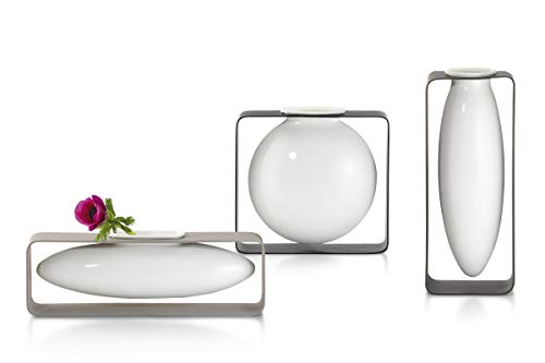 Philippi Float vaas 18 x 7 x 17 cm porselein/staal zilver-wit - Afbeelding 4