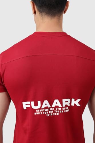 Image of FUAARK Men's Polyester-Cotton Blend Slim Fit Gym Workout & Sports T-Shirt