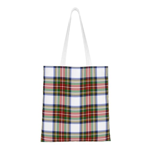 Stewart Royal Dress Plaid Scottish Minimalist Tote Bag - Polyester, Double Reinforced Handles, Lightweight & Durable For Everyday Carry