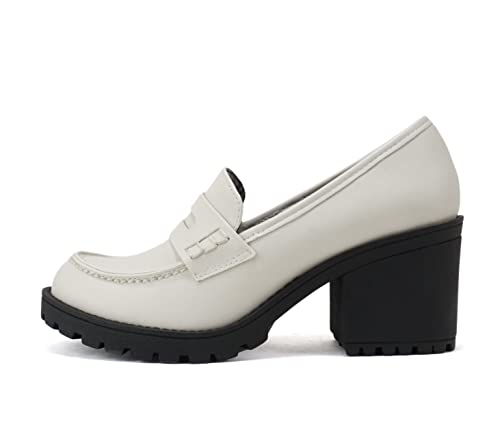 Image of Soda inchKinder inch ~ Women Slip On Chunky Mid Heel Lug Sole Penny Loafer Shoe