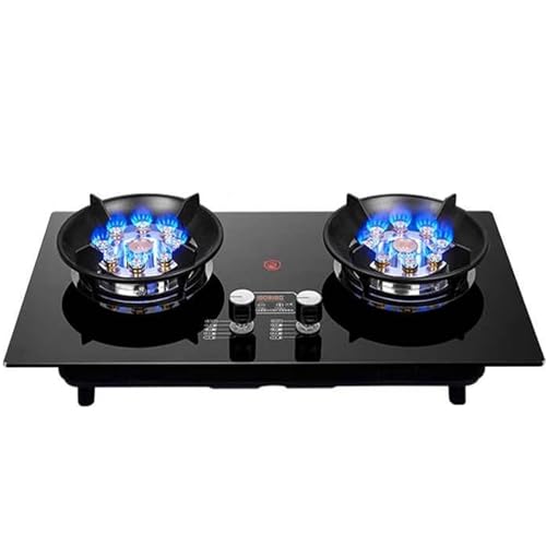 THEGA Estufa De Gas De 5,2 KW, con Placa De Gas De 2 Quemadores De Vidrio Templado Y Protección contra Llamas, Ideal para Acampar Al Aire Libre, Autocaravanas Y Cocinar(NG)