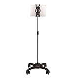 Aidata Tablet Stand (Doesn't Hold 10.2' IPAD 2019) : Mobile Rolling Adjustable Floor Holder (Straight Arm) with Wheels