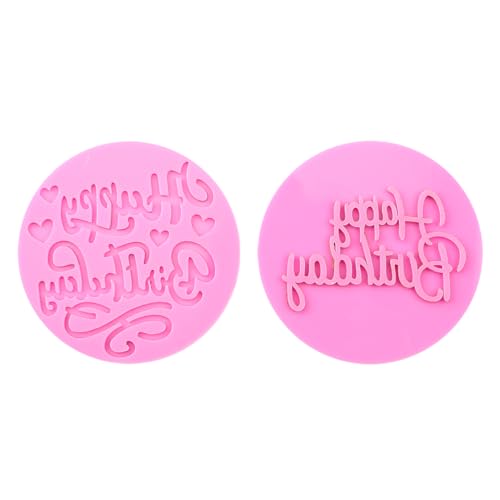 Luckious Cookie Cutters Set - 2 PCS Round Cookie Stamps with 'Happy Birthday' Cookie Cutter Mould for Birthday Celebrations