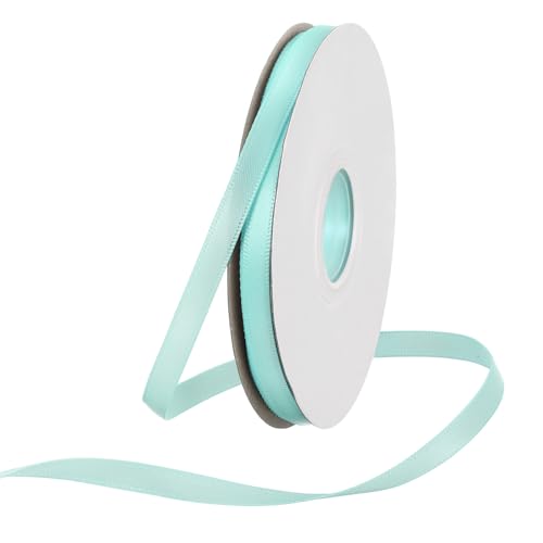 Rebower Ruban satin épais double face 25 verges/75 pi, bleu aigue-marine, 1/4" (6mm)
