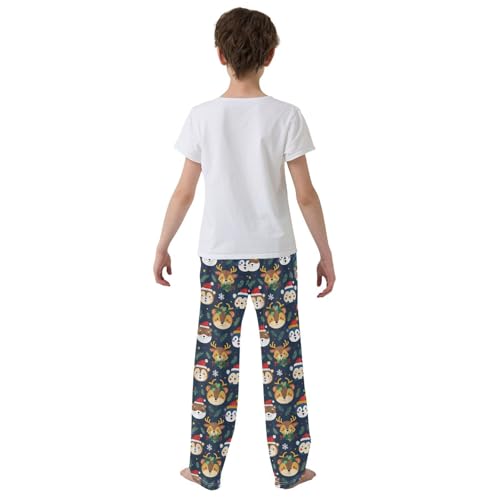 ALAZA Bear Snowflake Christmas Blue Pajama Pants Long Sleep Pant Pajama Bottoms Elastic Waist with Pockets3