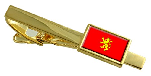 Pisacorbatas grabado de Zaragoza en oro con sujeción firme