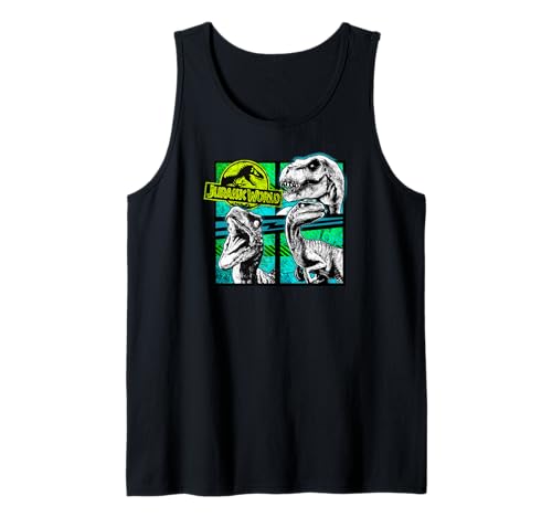 Jurassic World Dinosaurs Group Of 3 Neon Tank Top débardeur sans manches coton pour homme et femme