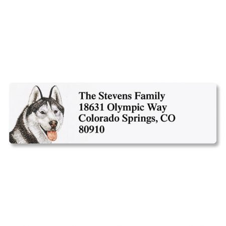 Siberian Husky Pet Portrait Small Return Address Label - Set of 240 2" x 5/8" Self-Adhesive, Flat-Sheet labels