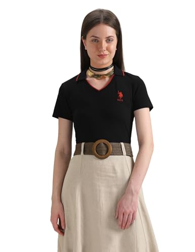 Image of U.S. Polo ASSN. Women's Cotton Regular Fit Solid Polo Shirt