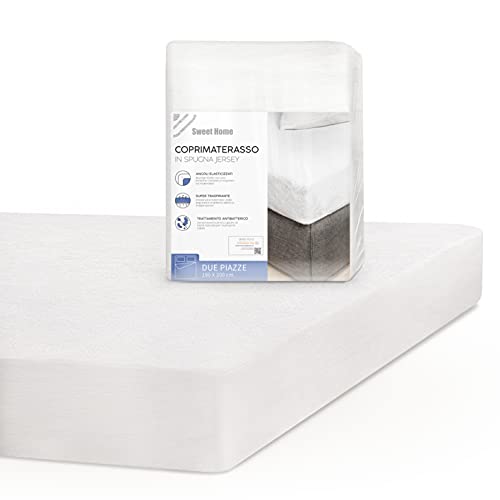 Sweet Home - Funda Colchon 180x200x25h cm para Cama Doble 2 Plazas, de Jersey y Algodón, Anti Bacterias y Transpirable - Cubre Colchon Elástico, Lavable y Ajustable, Protector Colchon con Esquinas