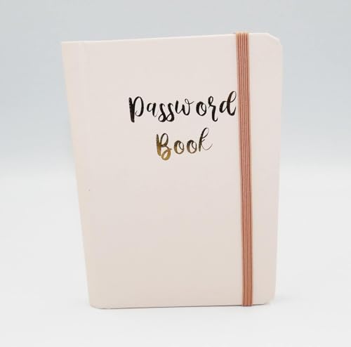 Sixstore Password Book A-Z Tabbed Notebook for Internet Login Information Tab Pocket 15 x 11cm Size Journal Tracker Spiral Bound Elastic Closure Pink