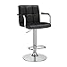 NAN liang pub taborety z oparciem stołki barowe 360° krzesło obrotowe skóra zewnętrzna chromowany podnóżek wysoki stołek, czarny/biały (kolor: CZARNY)