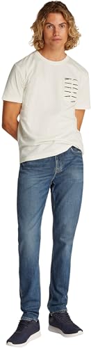 Calvin Klein Camiseta de Manga Corta Hombre Serif Box Graphic tee de algodón, Beige (Tofu), L