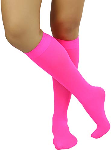 Image of ToBeInStyle Women's Opaque Knee High Nylon Fashion Socks Solid & w /Front Satin Bow