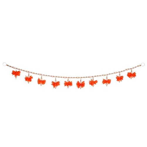 Image of Akaar Decor Artificial Marigold Door Hanging Toran | Diwali Decoration Items for Home Decor| Festive Decor| Office Decor| -(L:Approx. 2.5ft) (Beads BANDHANWAR Orange)