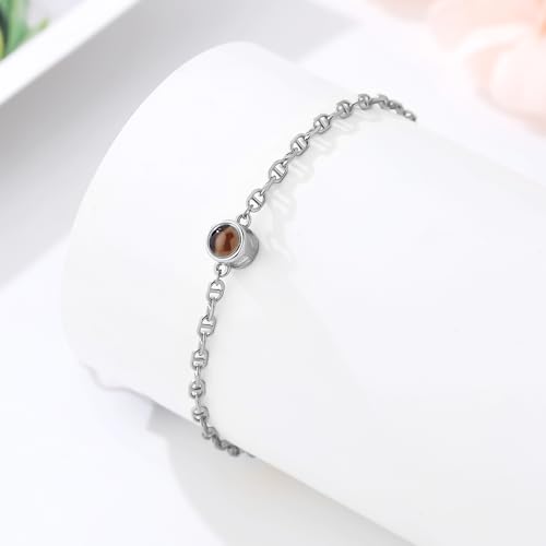 925 Sterling Silver Picture Bracelet – Personalized Bracelet with Photo Inside, Custom Projection Jewelry Gift for Mom Wife Girlfriend Dad3