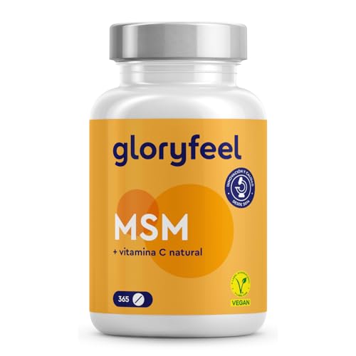 MSM 2000mg + Vitamina C Natural   365 Tabletas de alta dosificación   Para huesos, articulaciones, piel y sistema inmunitario*   Metilsulfonilmetano vegano   Probado en laboratorio, sin aditivos