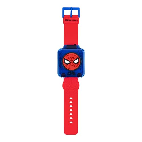 Marvel Spider-Man Educational Learning Digital Blue Watch for Boys by Accutime, Toddlers, Kids with Red Strap - Includes Timer, Stopwatch, Alarm, Games! Perfect for Girls and Boys 3+!