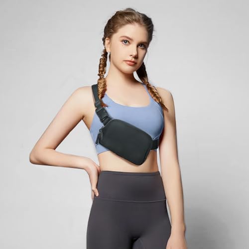 Image of Belt Bag for Women Two-Way Zipper Fanny Pack Crossbody Bags for Women Fashion Waist Packs Cross Body Fanny Pack with Adjustable Strap Gifts for Teen Girls (Dark Grey)