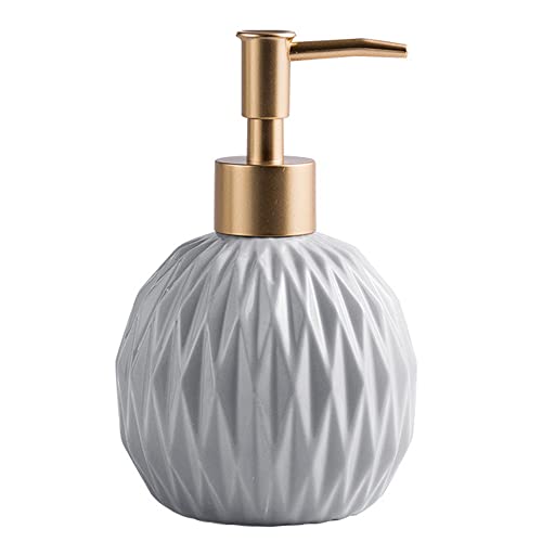 Distributeur de Savon en CéRamique pour Salle de Bain, Distributeur de Savon pour éVier de Cuisine, Distributeur de Savon Liquide Rechargeable (Gris Bleu)