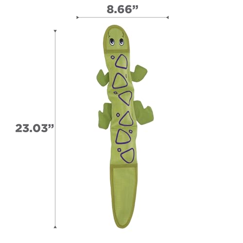 Kyjen 30012 Outward Hound Fire Biterz Robustes Material, echter Feuerwehrschlauch, Hundespielzeug, 3 Quietschelemente, Größe L, grün