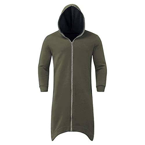 Men's Zip Up Long Hoodies Long Sleeve Casual Streetwear Cardigan Sweatshirts Baggy Cape Cloak with Pockets4
