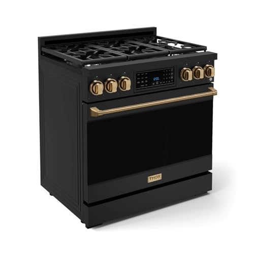 Image of Gordon Ramsay by THOR Kitchen 36 Inch Professional Liquid Propane Range with Tilt Panel Touch Control in Black /Bronze