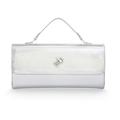 Image of BRYCTSISEN Women Metallic PU Leather Evening Clutch Purse Handbag Crossbody Shoulder Bag Square Box Bag Chic Handbag