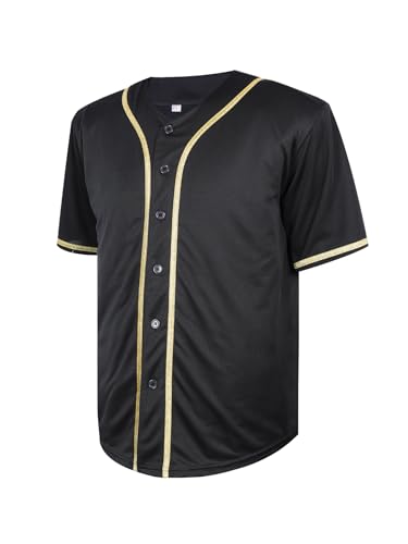 Camiseta básica para béisbol para hombre, uniforme deportivo hip hop con botones y manga corta miniatura 1
